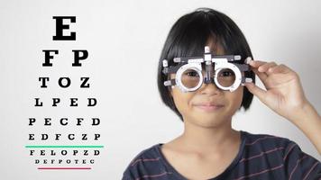 Girl eye test, test eye concept photo