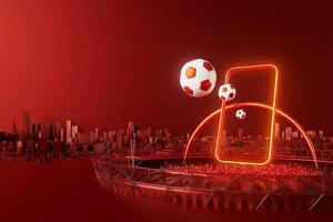 3d football object design. realistic rendering. abstract futuristic background. 3d illustration. motion geometry concept. sport competition graphic. tournament game bet content. soccer ball element. photo