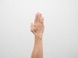 Man hand side view white isolated photo