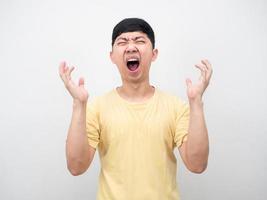 Asian man gesture shout feeling mad portrait photo