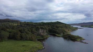 Dunvegan Castle and harbour on the Island of Skye, Scotland video