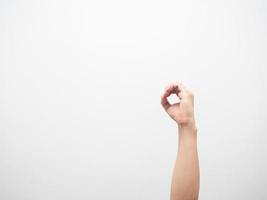 Right hand gesture circle isolated white photo