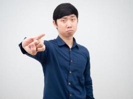 Asian man show finger for reconcile portrait white background photo