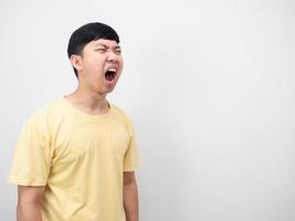 Asian man gesture shout feeling angry copy space photo
