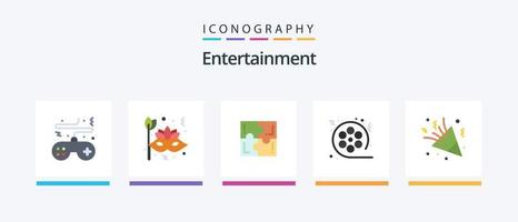 Entertainment Flat 5 Icon Pack Including cinema. film. face. solve. play. Creative Icons Design vector