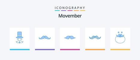 Movember Blue 5 Icon Pack Including . male. beared. movember. Creative Icons Design vector