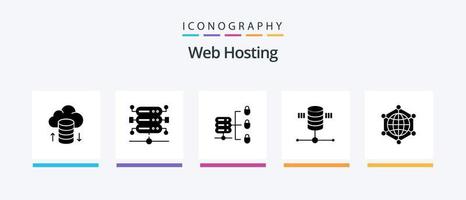 Web Hosting Glyph 5 Icon Pack Including . server . hosting .. Creative Icons Design vector