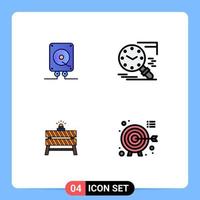 4 iconos creativos, signos y símbolos modernos de barrera musical, tiempo de reproducción, detener elementos de diseño vectorial editables vector