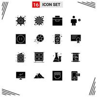 Modern Set of 16 Solid Glyphs Pictograph of electronic human equipment energy body Editable Vector Design Elements