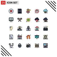 Pictogram Set of 25 Simple Filled line Flat Colors of file photo products target auction Editable Vector Design Elements