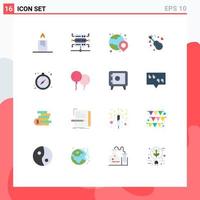 Set of 16 Modern UI Icons Symbols Signs for fly guide shopping compass love Editable Pack of Creative Vector Design Elements