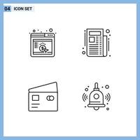 4 User Interface Line Pack of modern Signs and Symbols of cpc global seo subscribe shopping Editable Vector Design Elements