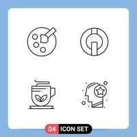 Pack of 4 creative Filledline Flat Colors of drawing tea io coin crypto currency head Editable Vector Design Elements