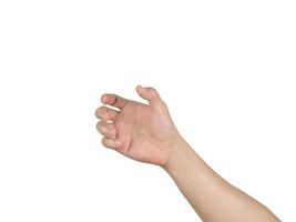 Left hand empty catch item on white isolated background photo