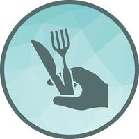 sosteniendo tenedor y cuchillo icono de fondo de baja poli vector