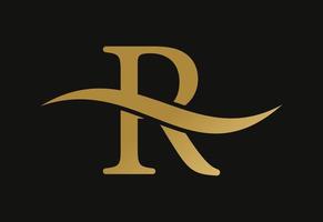 R letter logo design, with swoosh, Vector design concept