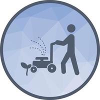 Person Mowing Grass Low Poly Background Icon vector