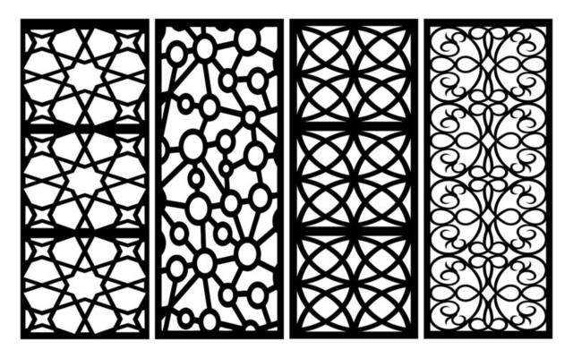 Decorative floral patterns, geometric template for cnc laser cutting