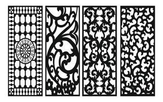 Decorative floral patterns, geometric template for cnc laser cutting vector