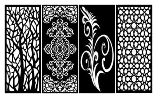 Decorative floral patterns, geometric template for cnc laser cutting vector