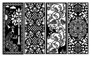 Decorative floral patterns, geometric template for cnc laser cutting vector