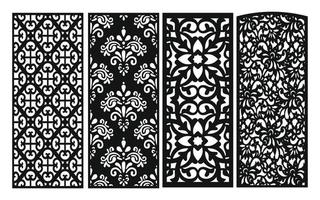 Decorative floral patterns, geometric template for cnc laser cutting vector