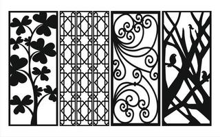 Decorative floral patterns, geometric template for cnc laser cutting vector