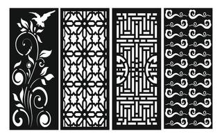 Decorative floral patterns, geometric template for cnc laser cutting vector