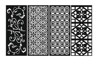 Decorative floral patterns, geometric template for cnc laser cutting vector