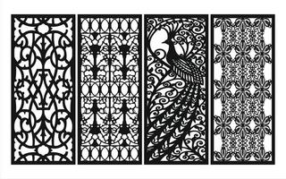 Decorative floral patterns, geometric template for cnc laser cutting vector