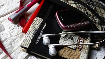 Work Bag And Office Diary On Table in Karachi Pakistan 2022 photo