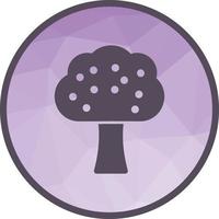 árbol frutal, bajo, poly, plano de fondo, icono vector