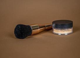 A brush for applying foundation for the face. Elite level cosmetics. A series of shots. Part-12 photo