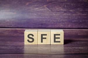 Concept image of Accounting Business Acronym SFE Sales Force Effectiveness written on white notebook photo