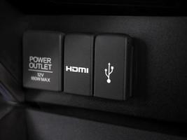 Power and HDMI and USB socket interioir the car shiny and clean