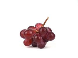 Red grapes ripe with branch on white isolated background photo