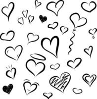 doodle heart black on white background valentine's day vector