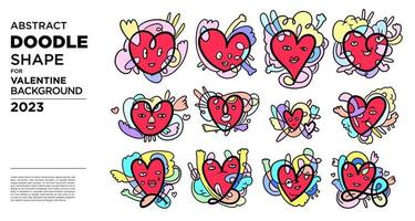 Vector colorful valentine doodle background vector set