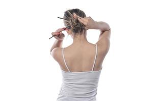 woman tied her hair photo