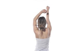 woman tied her hair photo