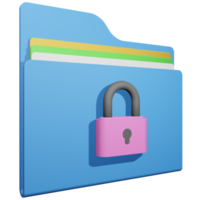 3d illustration of a folder and a padlock for securing files or computer documents png