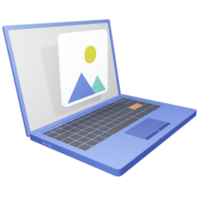 icône d'ordinateur portable et d'équipement 3d, ordinateur portable de fournitures de bureau pour les entreprises png