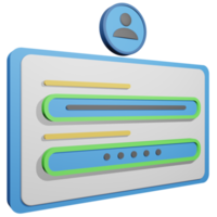 3d illustration of login and password fields for online media png