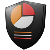 escudo y gráfico circular 3d, seguridad y presentación de datos comerciales png