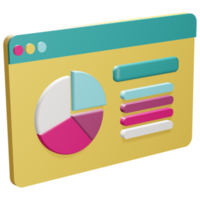 3d illustration of a computer screen showing a business presentation infographic png
