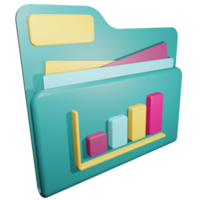 3d business folder store presentation files and bar chart illustrations png