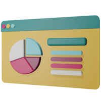 3D-Darstellung eines Computerbildschirms mit einer Infografik für eine Geschäftspräsentation png