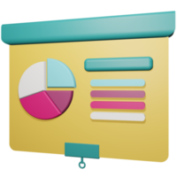 business presentation showing pie chart, 3d illustration of business development in presentation png