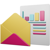 business email showing bar chart, business deal 3d illustration, business email and presentation png