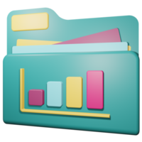 3d business folder store presentation files and bar chart illustrations png